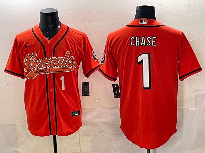 Men Cincinnati Bengals #1 Chase Orange Joint Name 2025 Nike Limited NFL Jersey style 4->->